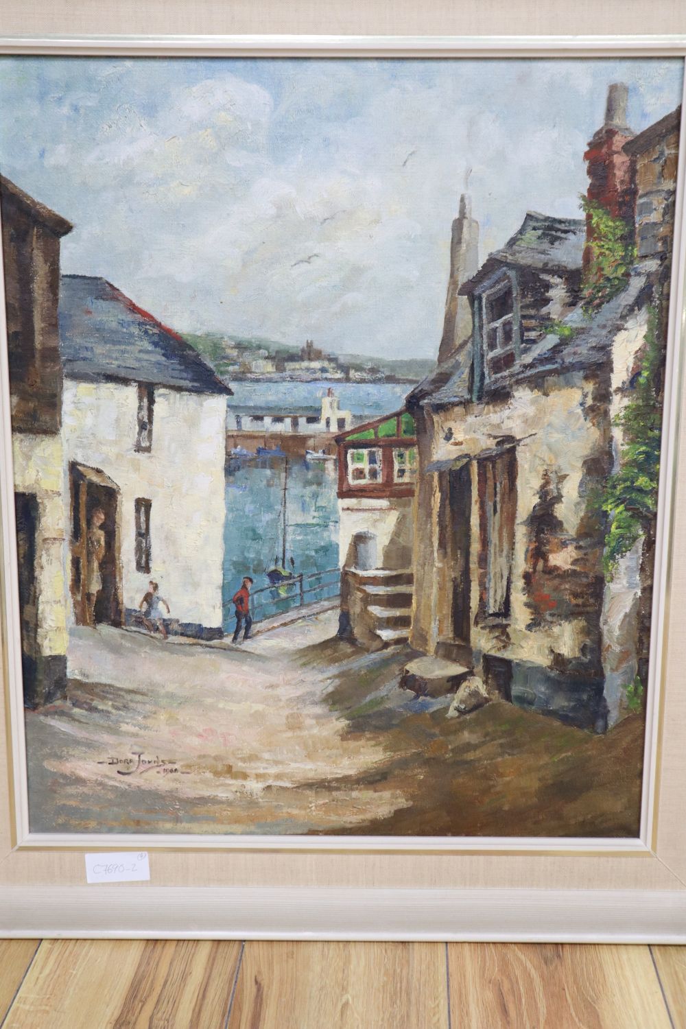 Dora Johns (1908-1985), pair of oils on canvas, Cornish fishing villages, signed and dated 1968, 60 x 49cm and two other oils